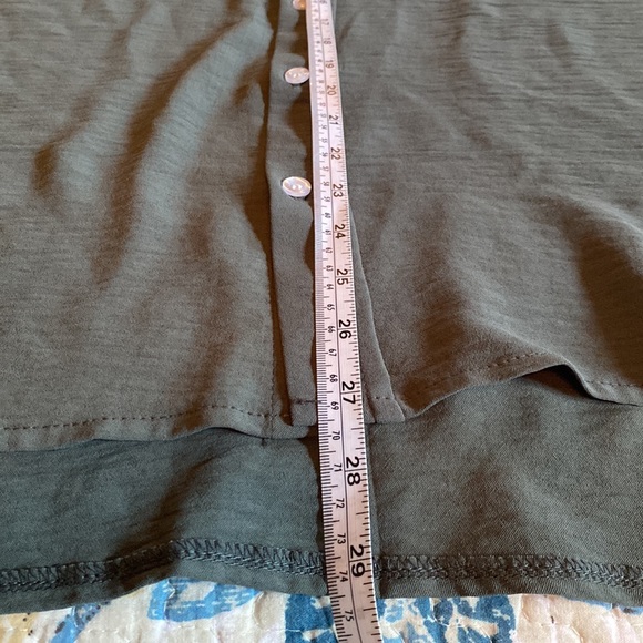 MISSLOOK sage color crinkled silky blouse never worn. Measurements in pics. - Picture 7 of 12